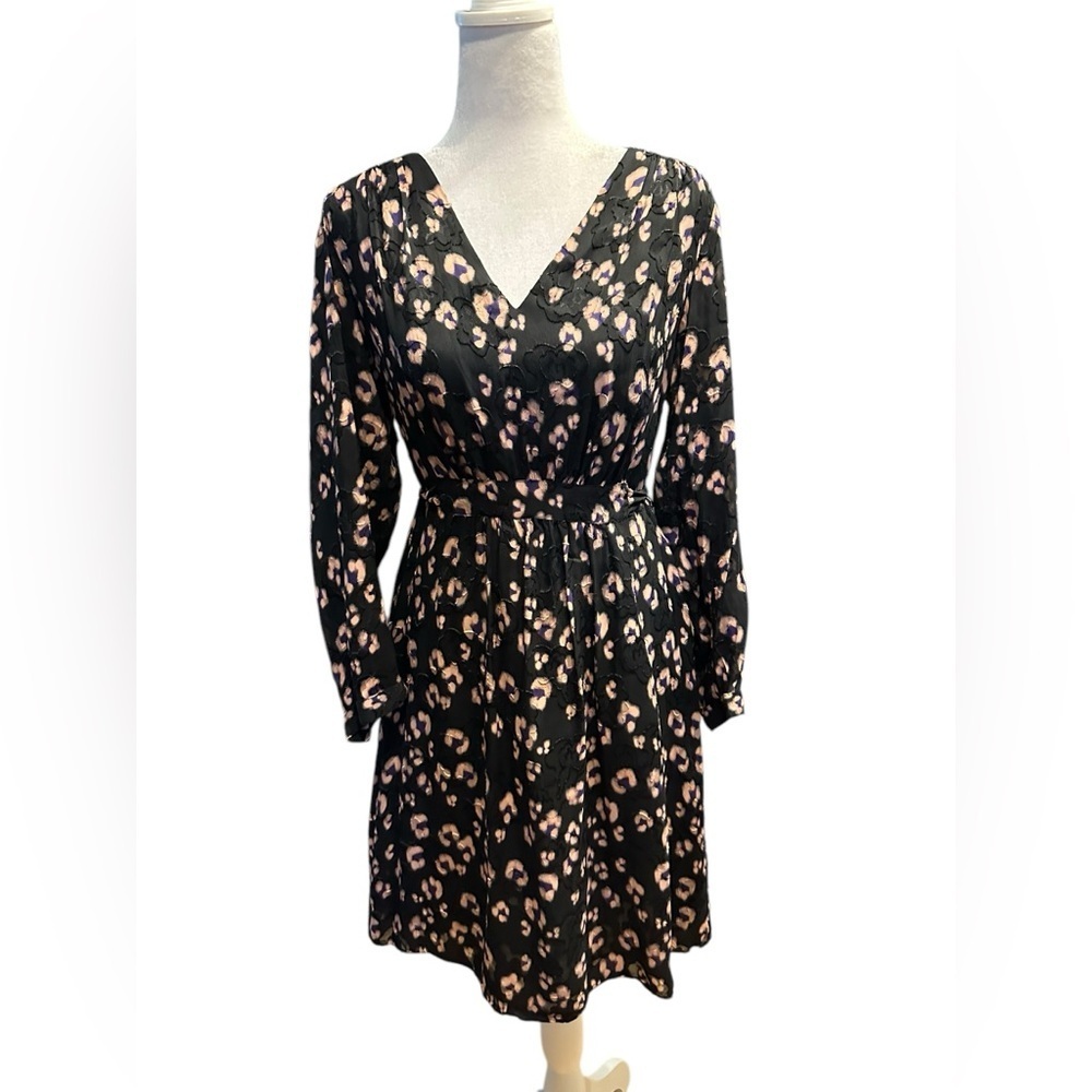 Rebecca Taylor Elegant Black and Pink Patterned Dress size 6